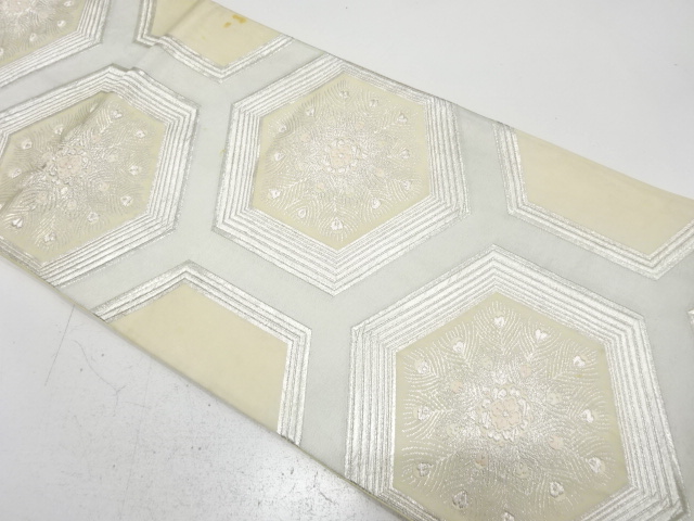 JAPANESE KIMONO / ANTIQUE FUKURO OBI / SILK / WOVEN FLOWER CREST